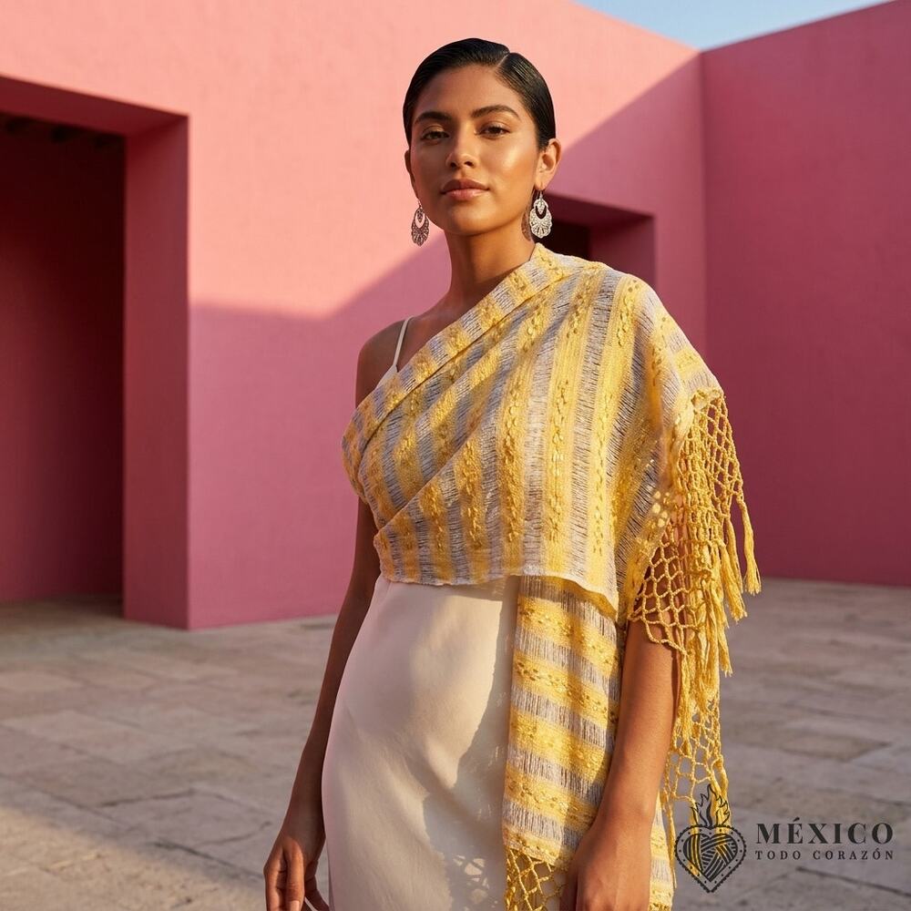 Mexican hand woven Rebozo Multicolors desings stunning Chiapas unique